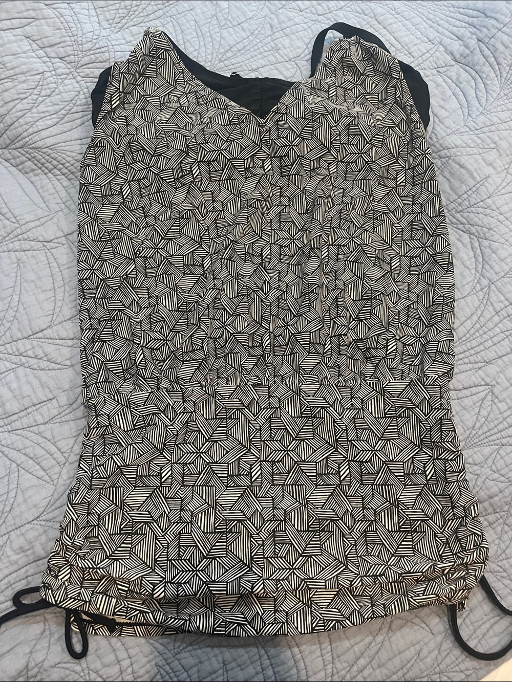 Athleta Black and White Geometric One-Piece Swimsuit Top